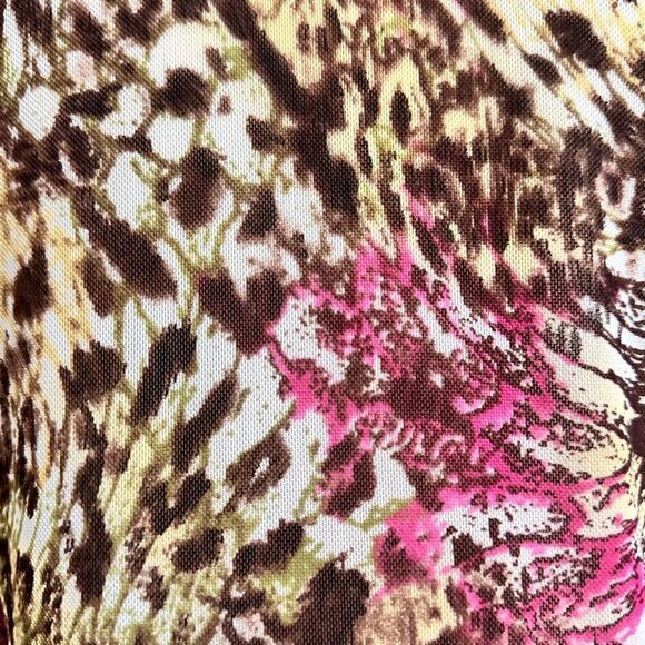 Exetera Abstract Print Mesh Shirt Cardigan Sz 1/US S Retro Y2K Twee Office-Siren - Picture 9 of 11